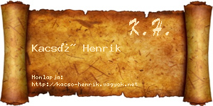 Kacsó Henrik névjegykártya